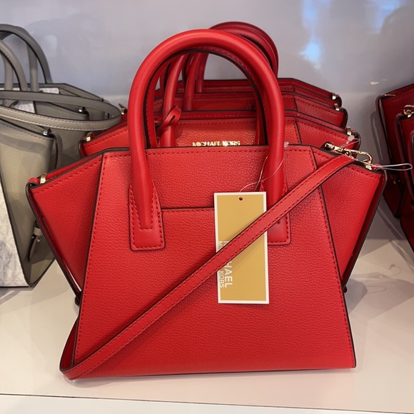 Michael Kors Avril Small Leather Top-Zip Satchel Color Flame - Picture 11 of 16